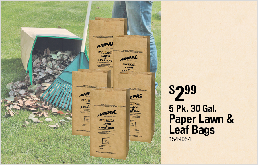 5 Pk. 30 Gal. Paper Lawn & Leaf Bags